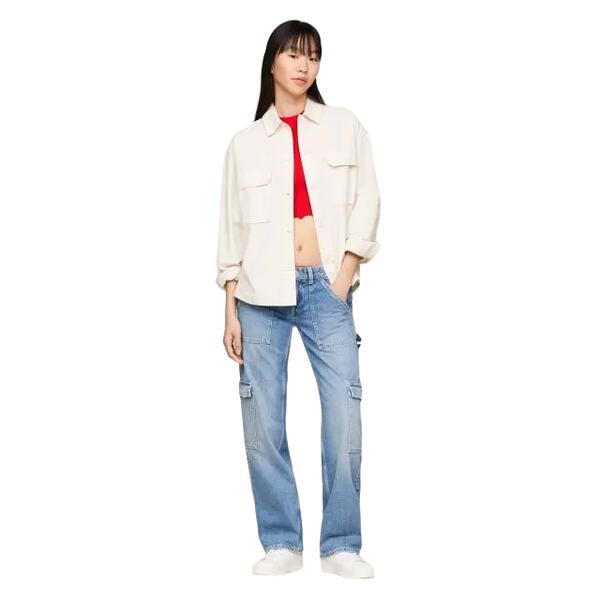 Γυναικείο Πουκάμισο Tommy Jeans Tjw Cargo Overshirt Newsprint DW0DW17968-ACG