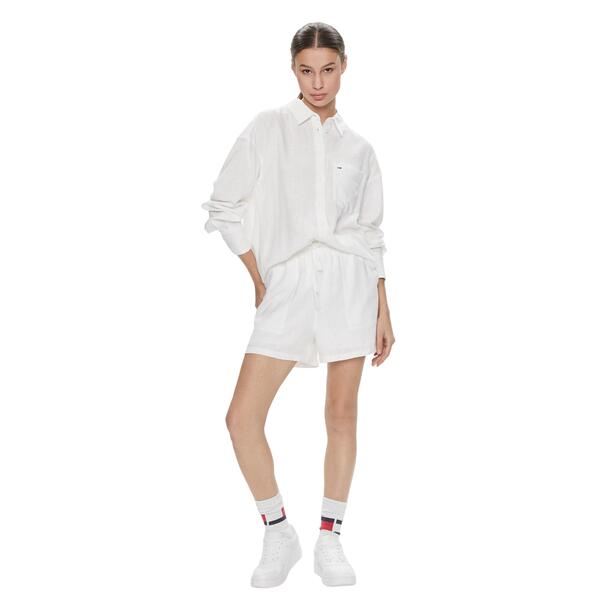 Γυναικείο Πουκάμισο Tommy Jeans Tjw Sp Ovr Linen Shirt White DW0DW17987-YBR