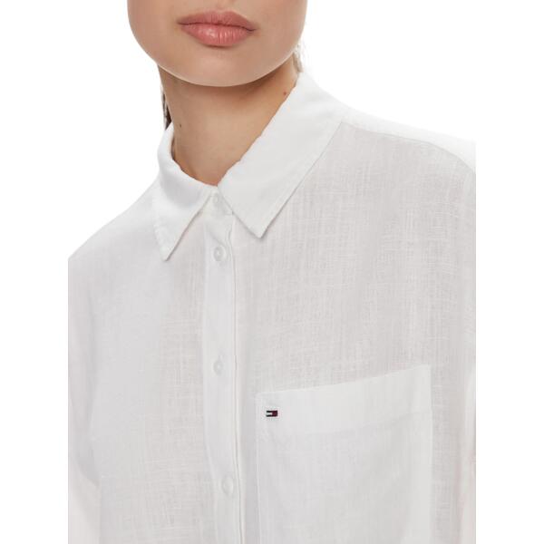 Γυναικείο Πουκάμισο Tommy Jeans Tjw Sp Ovr Linen Shirt White DW0DW17987-YBR
