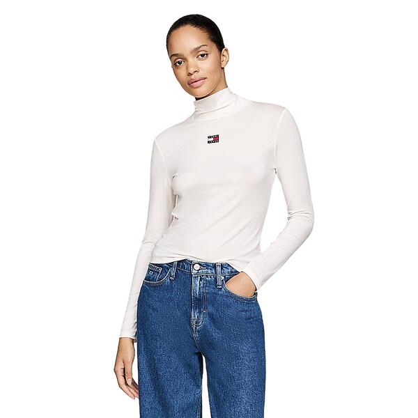 Γυναικεία Μπλούζα Tommy Hilfiger Slim Badge Mockneck Ancient White DW0DW18806-YBH