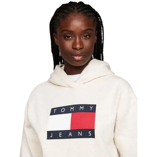 Γυναικείο Φούτερ Tommy Jeans Rlx Melange Flag Ext Ancient White Melange DW0DW19047-HCV