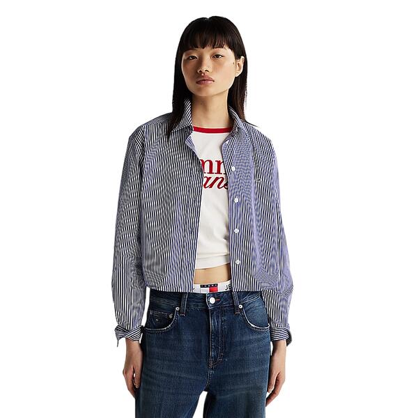 Γυναικείο Πουκάμισο Tommy Jeans Crp Rlx Poplin Navy White Stripe DW0DW19354-0A7