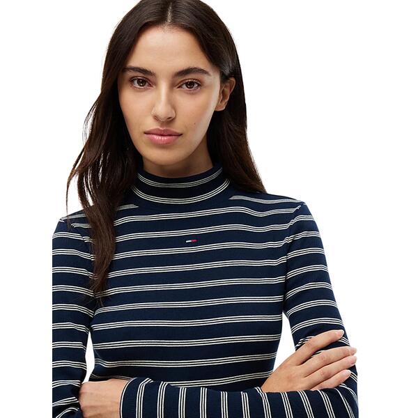 Γυναικεία Μπλούζα Tommy Jeans Tjw Essential Mock Neck Dark Blue Day Lily Stripe DW0DW19830-0X5