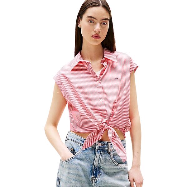 Γυναικείο Πουκάμισο Tommy Jeans Poplin Front Knot Shirt Amour / Stripe DW0DW20291-0D4