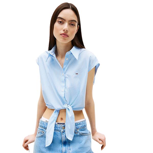 Γυναικείο Πουκάμισο Tommy Jeans Poplin Front Knot Shirt Sugarplum Blue / Stripe DW0DW20291-C12