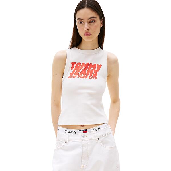 Γυναικείο Top Tommy Jeans Slim SH Bubble Tank Ecru DW0DW21339-YBL