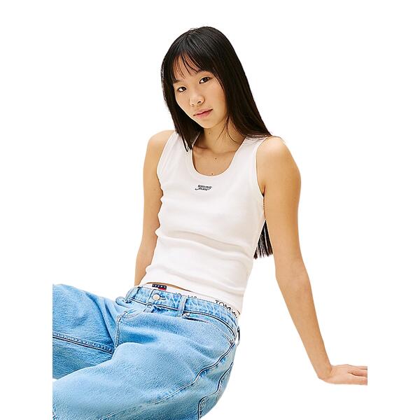 Γυναικείο Top Tommy Jeans Slim Script Rib Tank Ancient White DW0DW21369-YBH