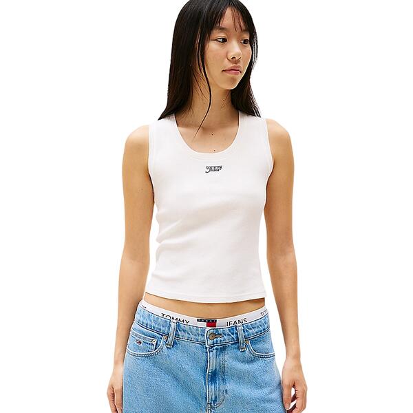Γυναικείο Top Tommy Jeans Slim Script Rib Tank Ancient White DW0DW21369-YBH