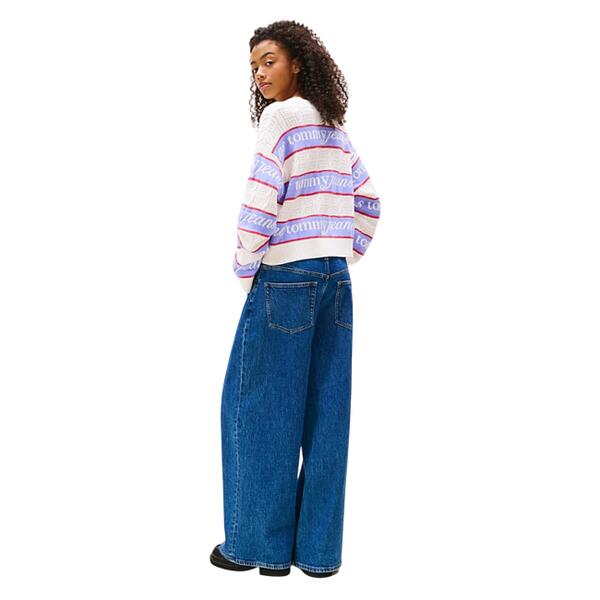 Γυναικείο Πουλόβερ Tommy Jeans Tjw Stripe Logo Sweater Ext Ancient White / Stripe DW0DW21682-YBH