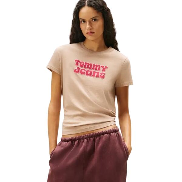 Γυναικείο T-Shirt Tommy Jeans Tjw Reg Essential Logo 2 Tee Ext Malted Milk DW0DW21956-GUQ