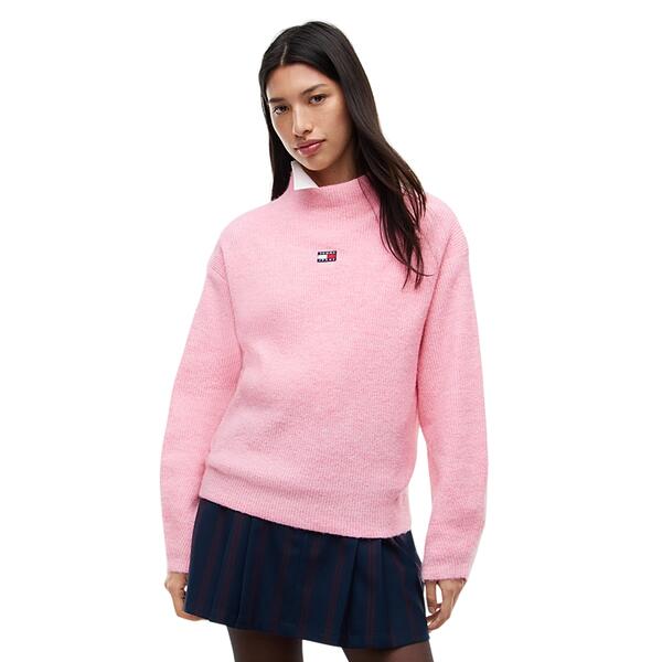 Γυναικείο Πουλόβερ Tommy Jeans Tjw Mockneck Badge Ext Pink Sugar DW0DW23349-TPF