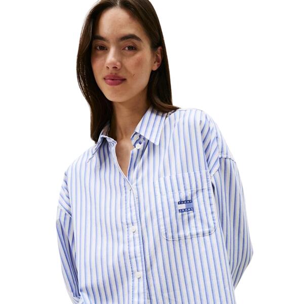 Γυναικείο Πουκάμισο Tommy Jeans TJW Ovs Badge Stripe Shirt Vintage Iris DW0DW21450-C5Z