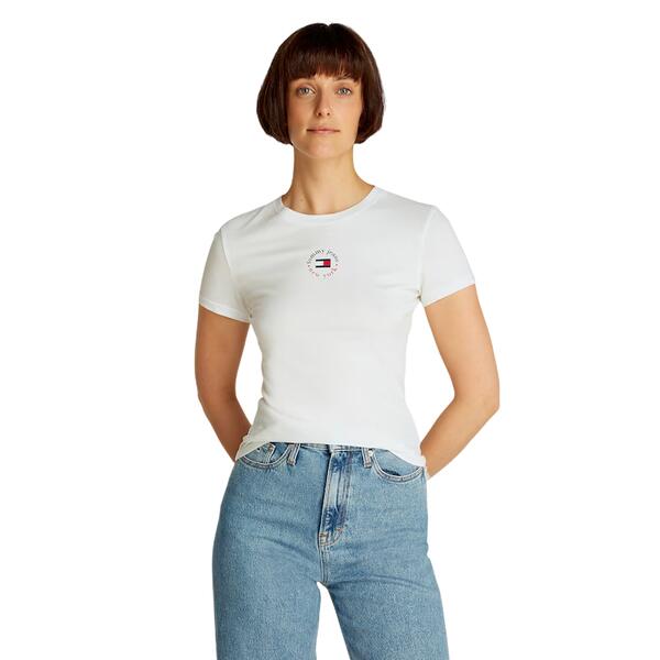 Γυναικείο T-Shirt Tommy Jeans Slim Essential Logo 2 Tee Ecru DW0DW20316-YBL