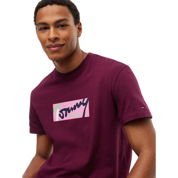 Ανδρικό T-shirt Tommy Jeans Tjm Reg Signature Tee Ext Calypso Berry DM0DM23547-V11