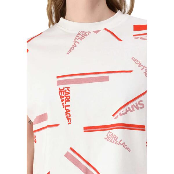 Γυναικείο T-Shirt Karl Lagerfeld Boxy Aop Stripe Tee Sporty Logo Red Aop A2W17034-1OW