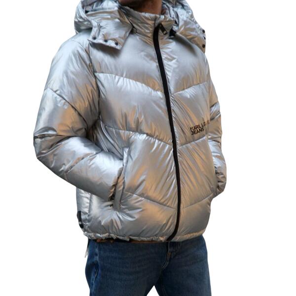 Ανδρικό Μπουφάν Karl Lagerfeld Jeans Klj Shiny Puffer Silver 240D1502-J137