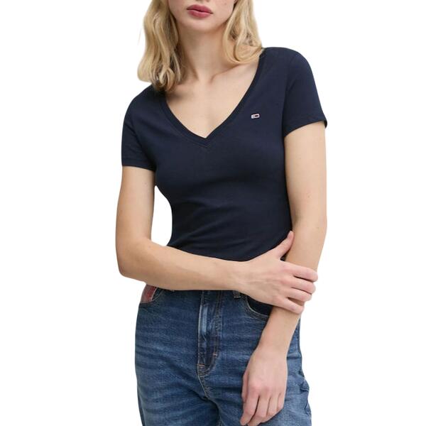 Γυναικείο T-shirt Tommy Jeans V Neck Dark Night Navy DW0DW20458-C1G