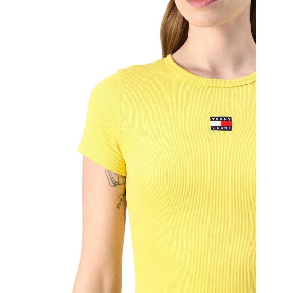 Γυναικείο T-shirt Tommy Jeans Tjw Slim Badge Rib Yellow Dahlia DW0DW17881-ZGP