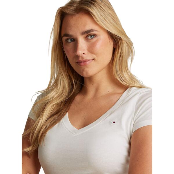 ΓυναικείοT-shirt Tommy Jeans V Neck Ecru DW0DW20458-YBL