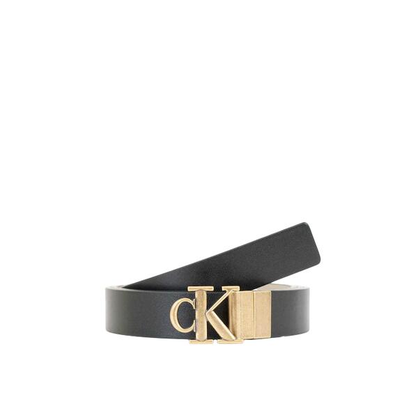 Γυναικεία Ζώνη Calvin Klein Monogram Plaque Buckle 25mm Rev Na Black Crockery Tumbled Gold LV04K7005G-UB1