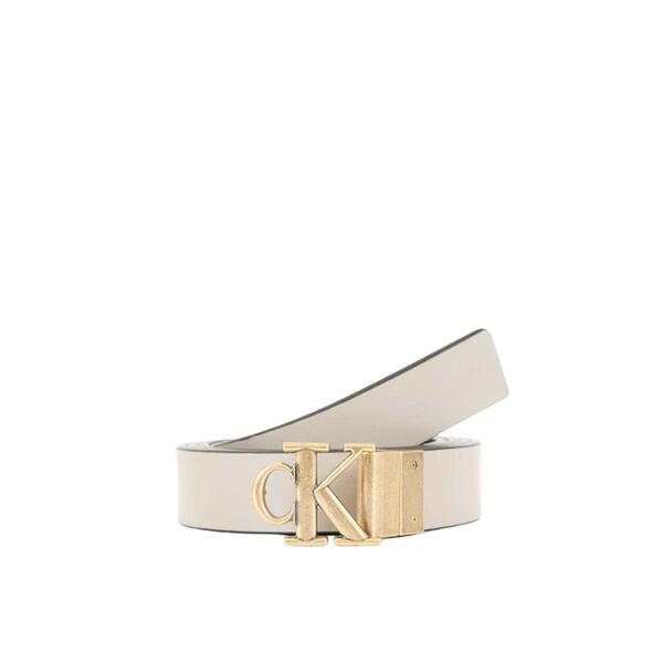 Γυναικεία Ζώνη Calvin Klein Monogram Plaque Buckle 25mm Rev Na Black Crockery Tumbled Gold LV04K7005G-UB1