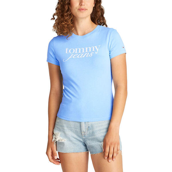 Γυναικείο T-shirt Tommy Jeans Slim Essential Logo Ext Sugarplum Blue DW0DW19447-C12