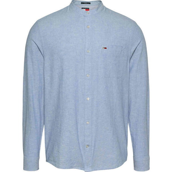Ανδρικό Πουκάμισο Tommy Jeans Linen Mix Band Collar Colorado Blue DM0DM20876-DY6