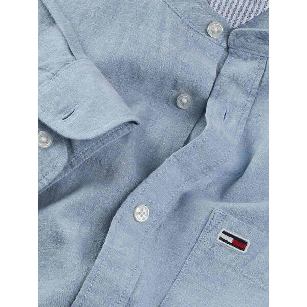Ανδρικό Πουκάμισο Tommy Jeans Linen Mix Band Collar Colorado Blue DM0DM20876-DY6