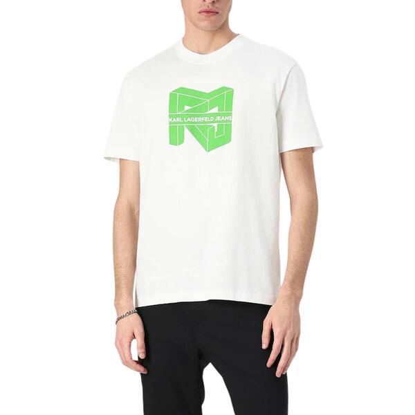Ανδρικό T-Shirt Karl Lagerfeld Reg Ss Cube Logo Tee White A2M17037-100