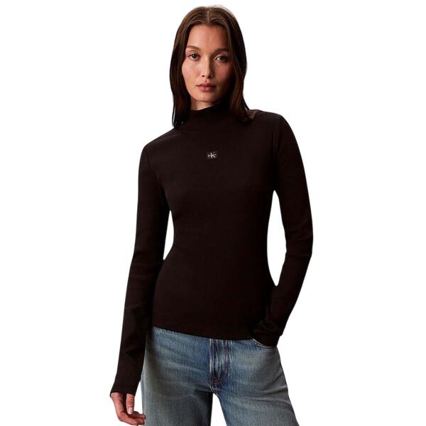 Γυναικείο Πουλόβερ Calvin Klein Ls Woven Label Turtleneck Black LV047D203G-UB1