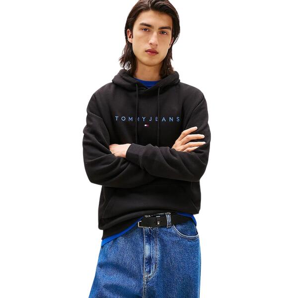 Ανδρικό Φούτερ Tommy Jeans Reg Linear Logo Hoodie Ext Black Multi DM0DM20746-0GK