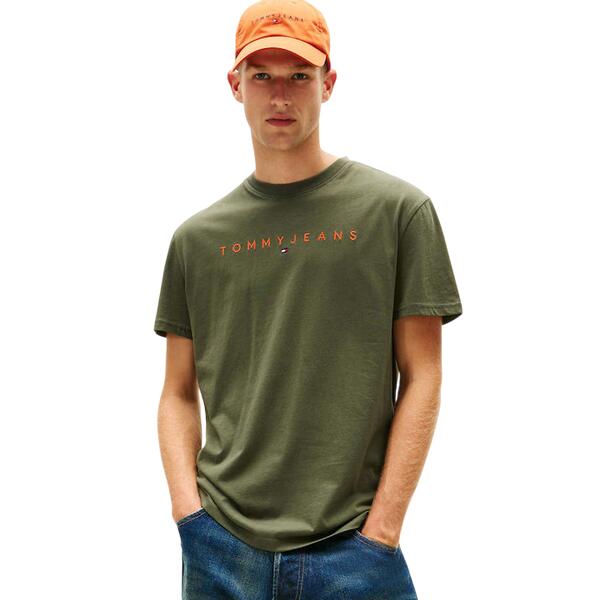 Ανδρικό T-Shirt Tommy Jeans Reg Linear Logo Tee Ext Pewter Green Multi DM0DM20744-0H8