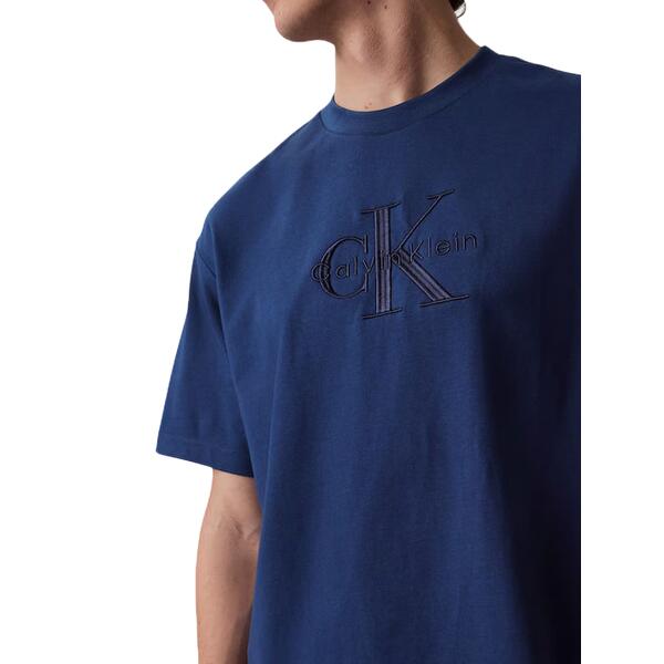 Ανδρικό T-Shirt Calvin Klein Ss Hi Low Emb 16s Jersey Cn Tee Dark Sapphire LV04RB295G-CEF