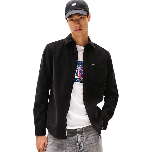 Ανδρικό Πουκάμισο Tommy Jeans Tjm Reg Baby Cord Shirt Ext Black DM0DM22021-BDS