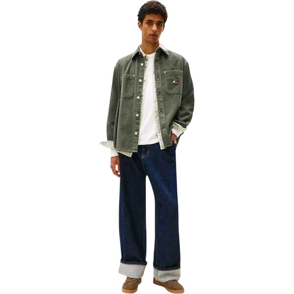Ανδρικό Πουκάμισο Tommy Jeans TJM Rlx Washed Cord Shirt Ext Pewter Green DM0DM22016-MRH