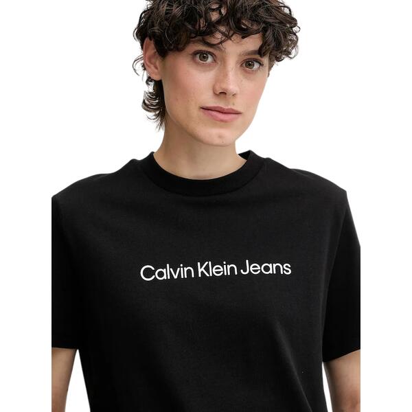 Γυναικείο T-Shirt Calvin Klein A- Inst Logo Classic Tee Ss Black LV047C912G-UB1