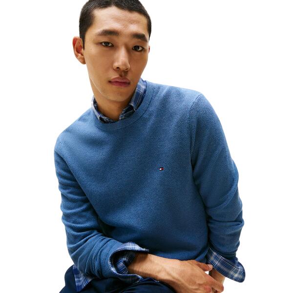 Ανδρικό Πουλόβερ Tommy Hilfiger Essential Structure Crew Neck Petrol Blue Heather MW0MW36347-DVC