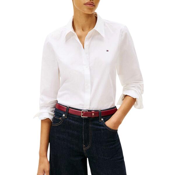 Γυναικείο Πουκάμισο Tommy Hilfiger Ess Poplin Regular Shirt Th Optic White WW0WW47169-YCF
