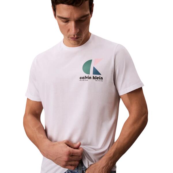 Ανδρικό T-shirt Calvin Klein Ss 30s Eu Ck Bh Logo Graphic Tee Brilliant White LV04RC843G-YAA
