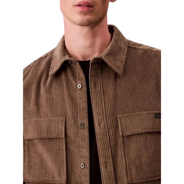 Ανδρικό Πουκάμισο Calvin Klein Ls Corduroy Pocket Relaxed Shirt Morel LV04RD106G-PDK