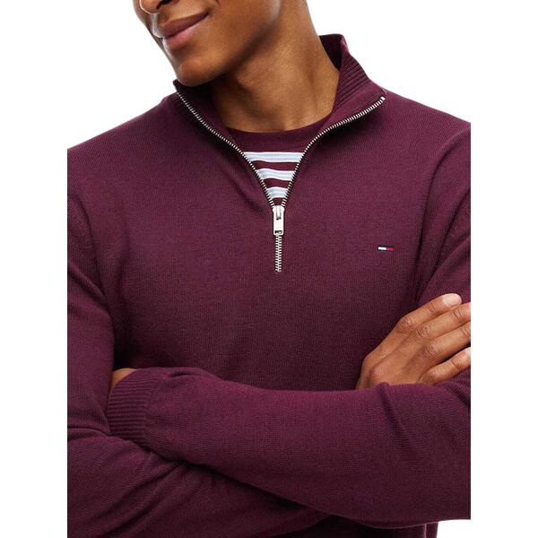 Ανδρικό Πουλόβερ Tommy Jeans Tjm Slm Ess Light Zip Swtr Ext Calypso Berry DM0DM21654-V11