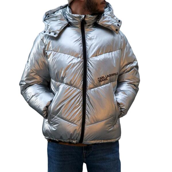 Ανδρικό Μπουφάν Karl Lagerfeld Jeans Klj Shiny Puffer Silver 240D1502-J137