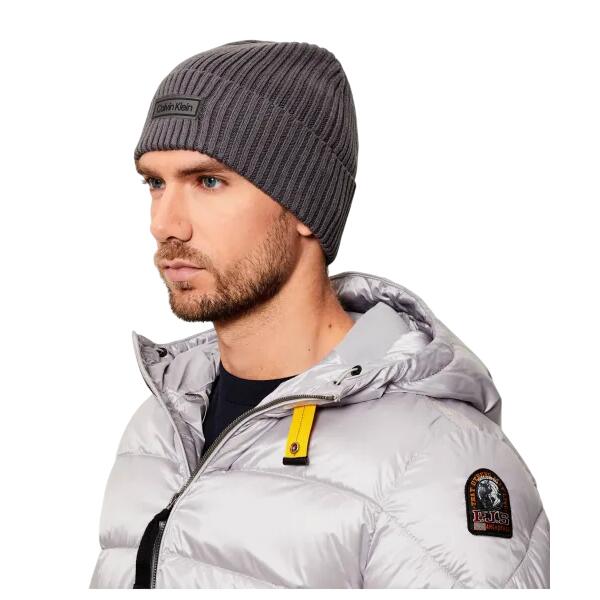 Ανδρικός Σκούφος Calvin Klein Patch Chunky Rib Cotton Beanie Iron Gate LV04D8053G-PCX