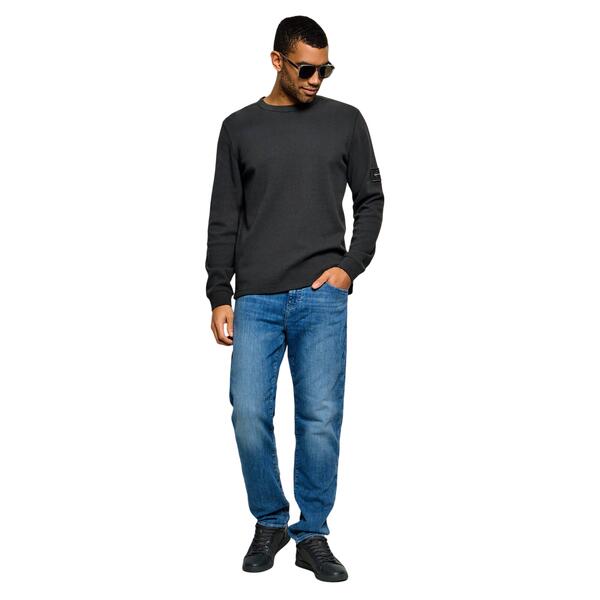 Ανδρική Μπλούζα Calvin Klein Ls Waffle Badge Crewnk Tee Steel Gray LV04RJ209G-PFO
