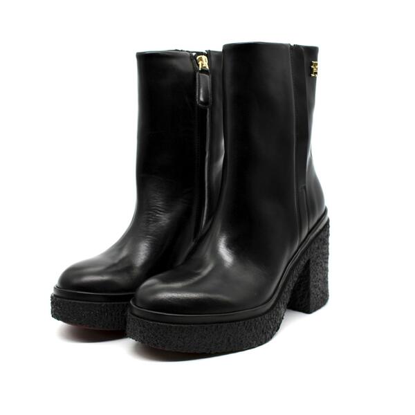 Γυναικεία Μποτάκια Tommy Hilfiger Plateau Crepe Look Boot Black FW0FW07535-BDS
