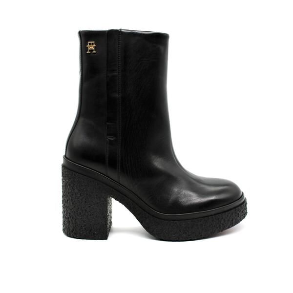 Γυναικεία Μποτάκια Tommy Hilfiger Plateau Crepe Look Boot Black FW0FW07535-BDS