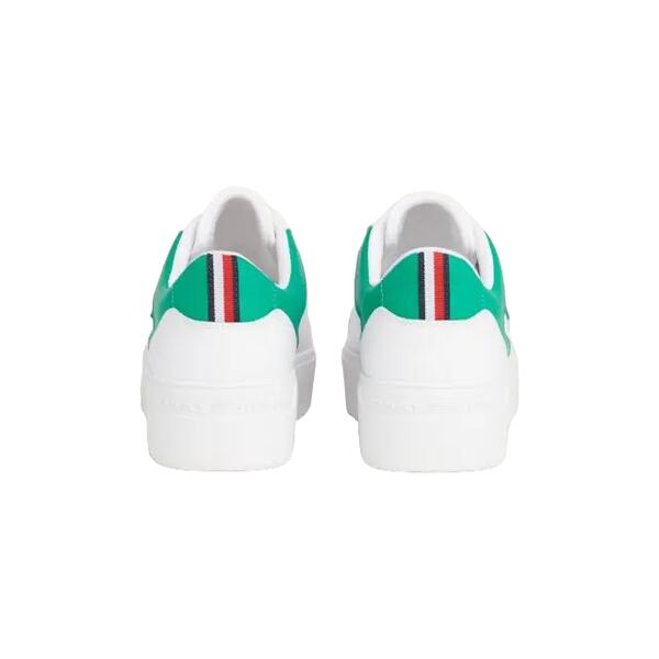 Γυναικεία Sneakers Tommy Hilfiger Th Platform Court Sneaker White Olympic Green FW0FW07910-0K4