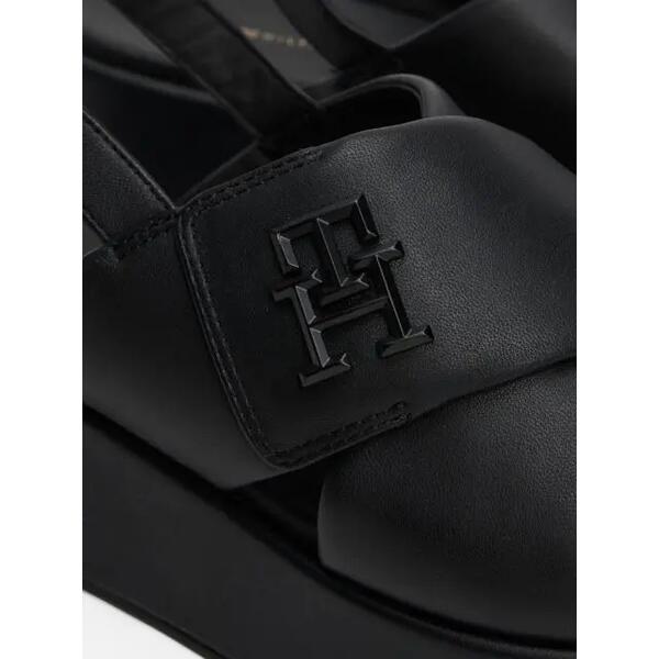 Γυναικεία Σανδάλια Tommy Hilfiger TH Logo Hw Padded Leather Sandal Black FW0FW08808-BDS