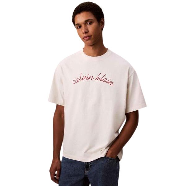 Ανδρικό T-Shirt Calvin Klein Ss Cntr Chn Sttch 16 Tofu LV04RC225G-YAS