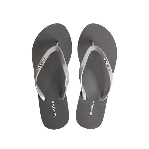 Γυναικείες Σαγιονάρες Calvin Klein Flipflop Mtl Silver HW0HW01530-0IP
